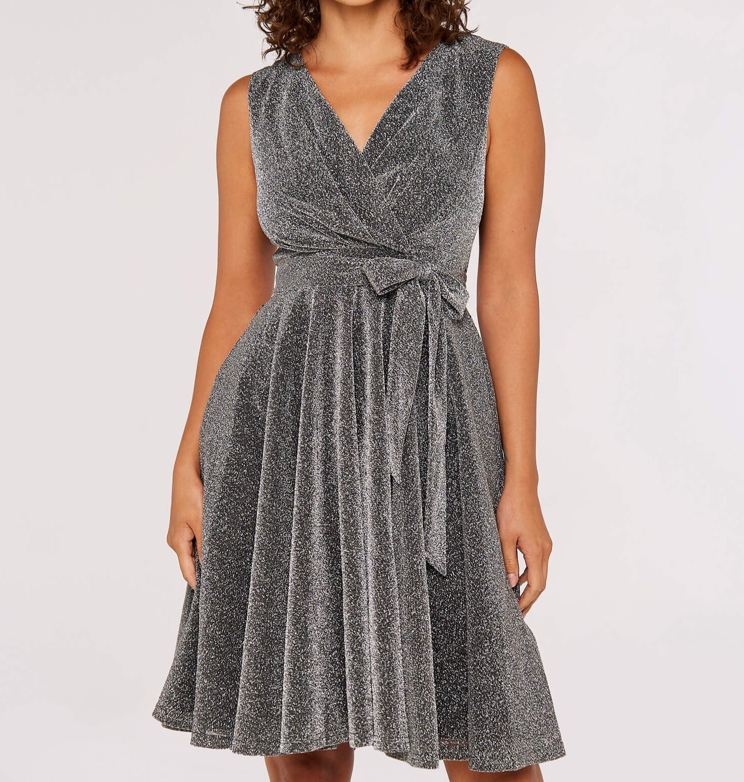 Metallic Pleat Dress - Out of the Blue