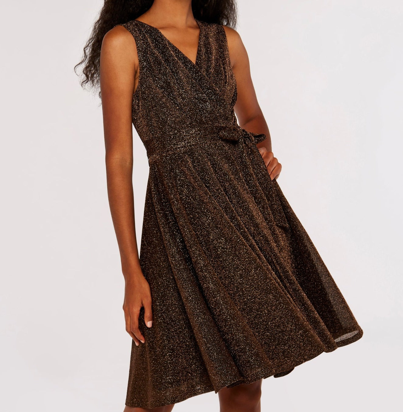 Metallic Pleat Dress - Out of the Blue