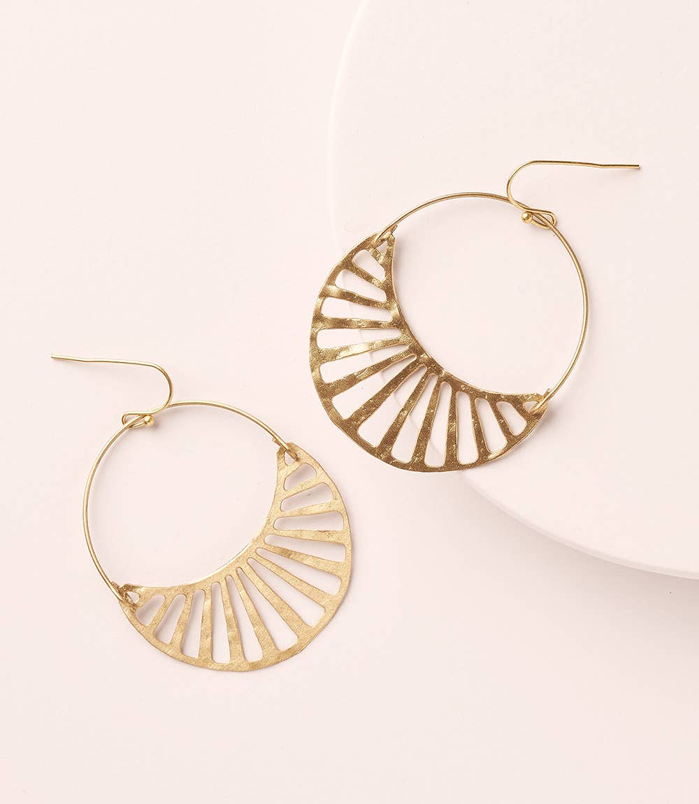 Rajani Gold Hoop Earrings - Crescent Disc - Out of the Blue