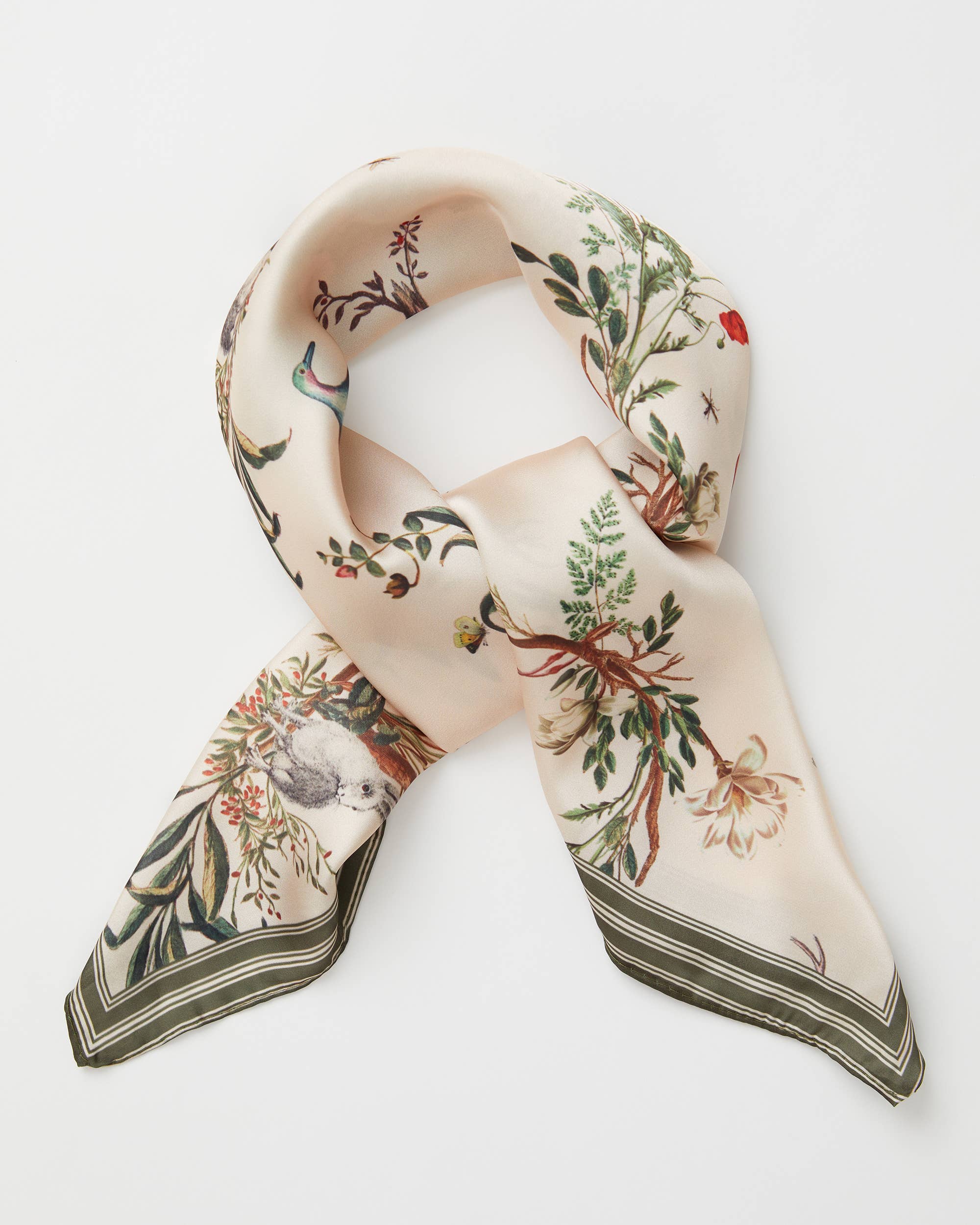 Toile de Jouy Olive Green Square Scarf - Out of the Blue