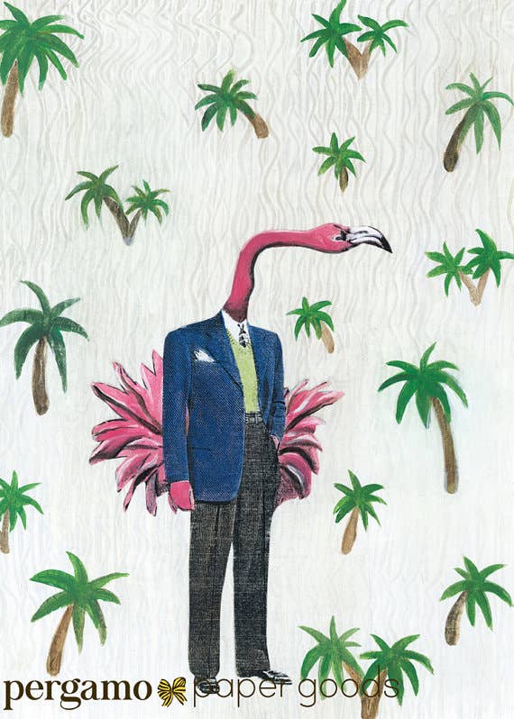 Flamingo Man Greeting Card - Out of the Blue