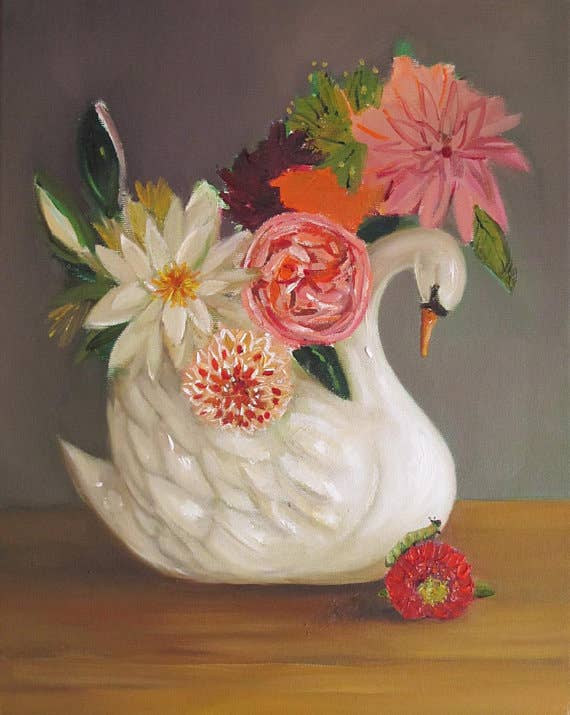 The Swan And The Caterpillar Art Print - 11" X 14" - Out of the Blue