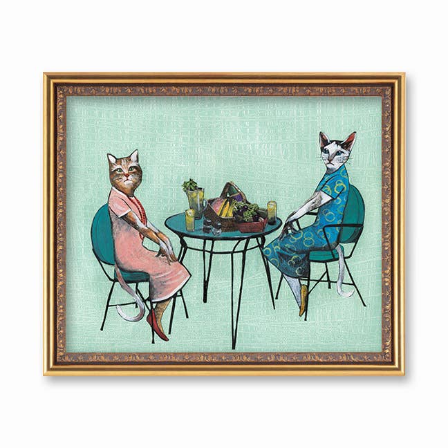 Fancy Cat Friends 8X10 Art Print - Out of the Blue