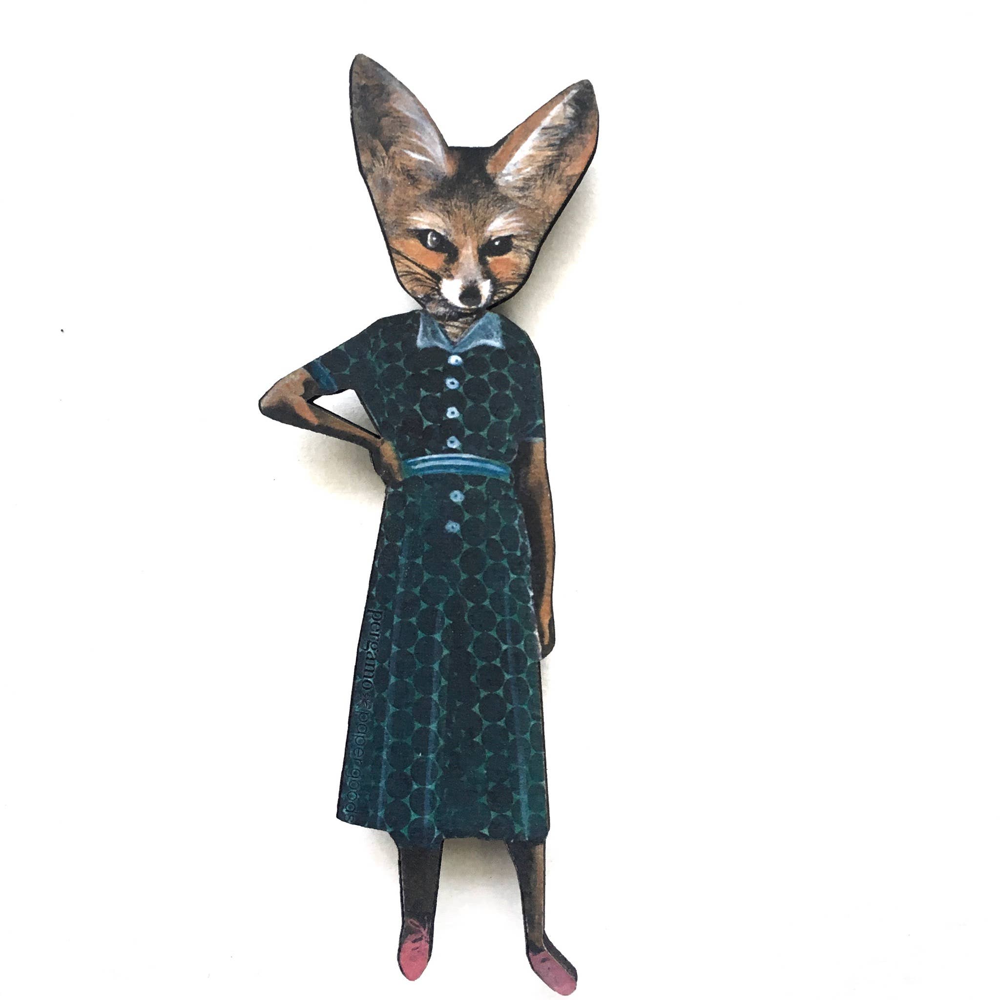 Sassy Fox Wood Magnet - Out of the Blue