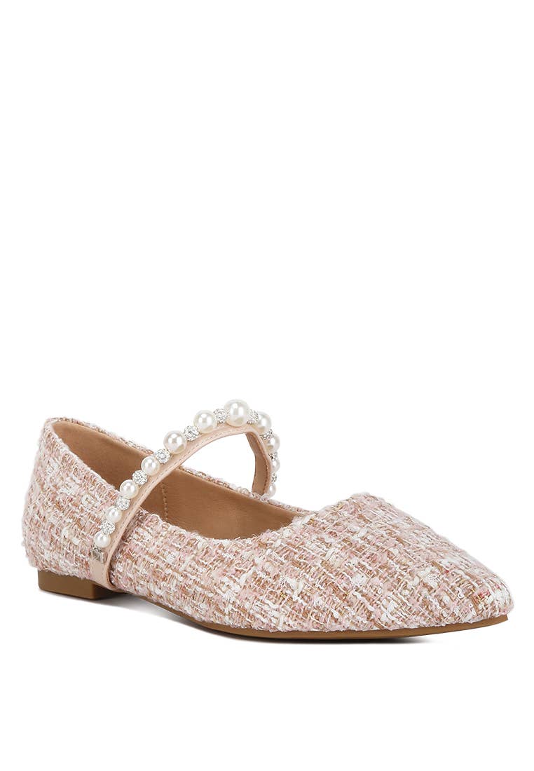 Mowie Tweed Mary Jane Ballet Flats: US-10 / UK-8 / EU-41 / Blush - Out of the Blue