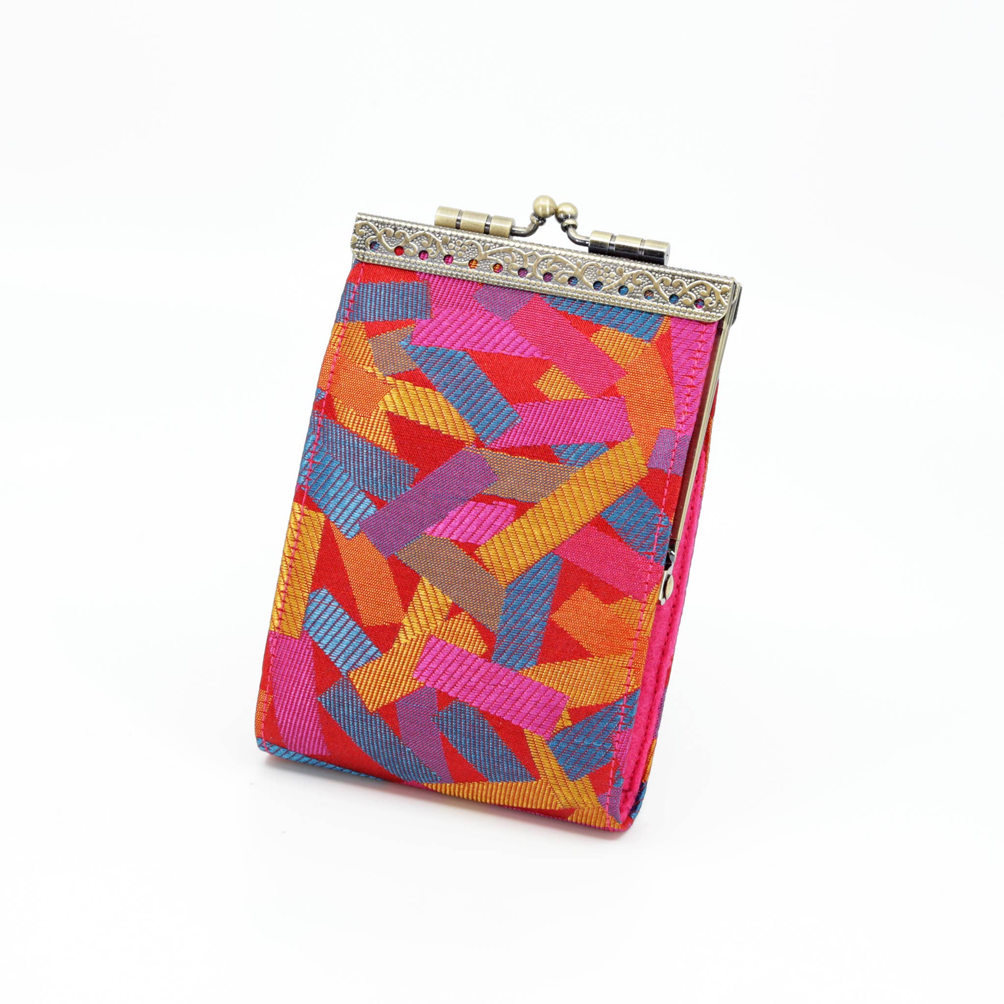 Confetti Pattern Brocade Card Holder with RFID Protection: Fuchsia - Out of the Blue