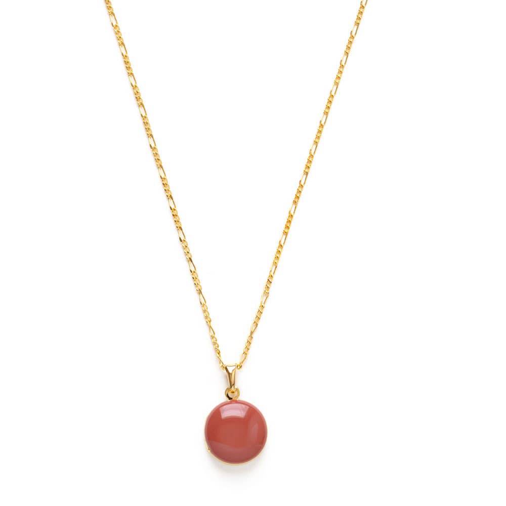 Round Enamel Locket Coral - Out of the Blue