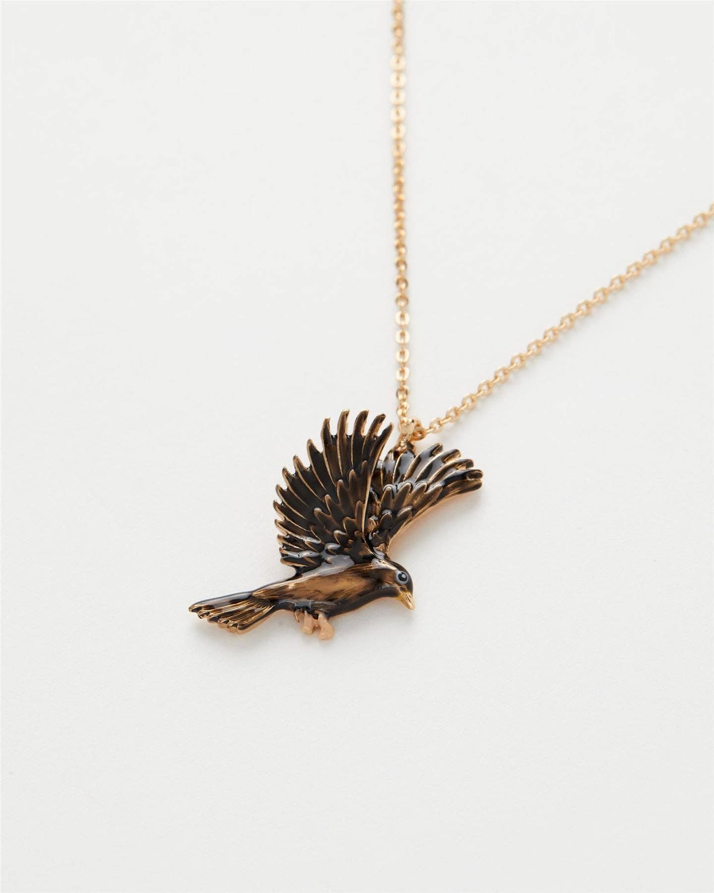 Enamel Black Bird Short Necklace: Matchbox - Out of the Blue