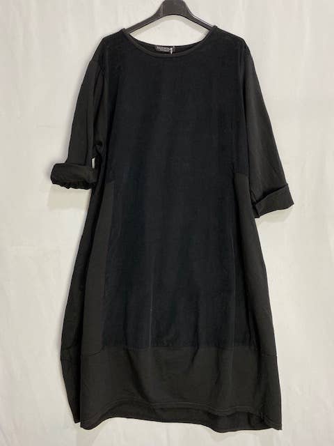 2084 corduroy dress 100% cotton made in Italy: Black - Out of the Blue