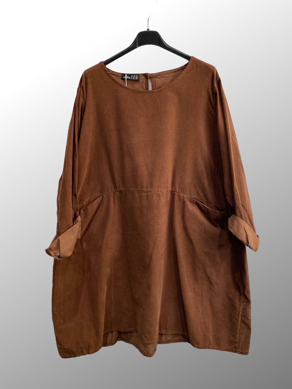 719 100% cotton velvet short dress: Choco - Out of the Blue