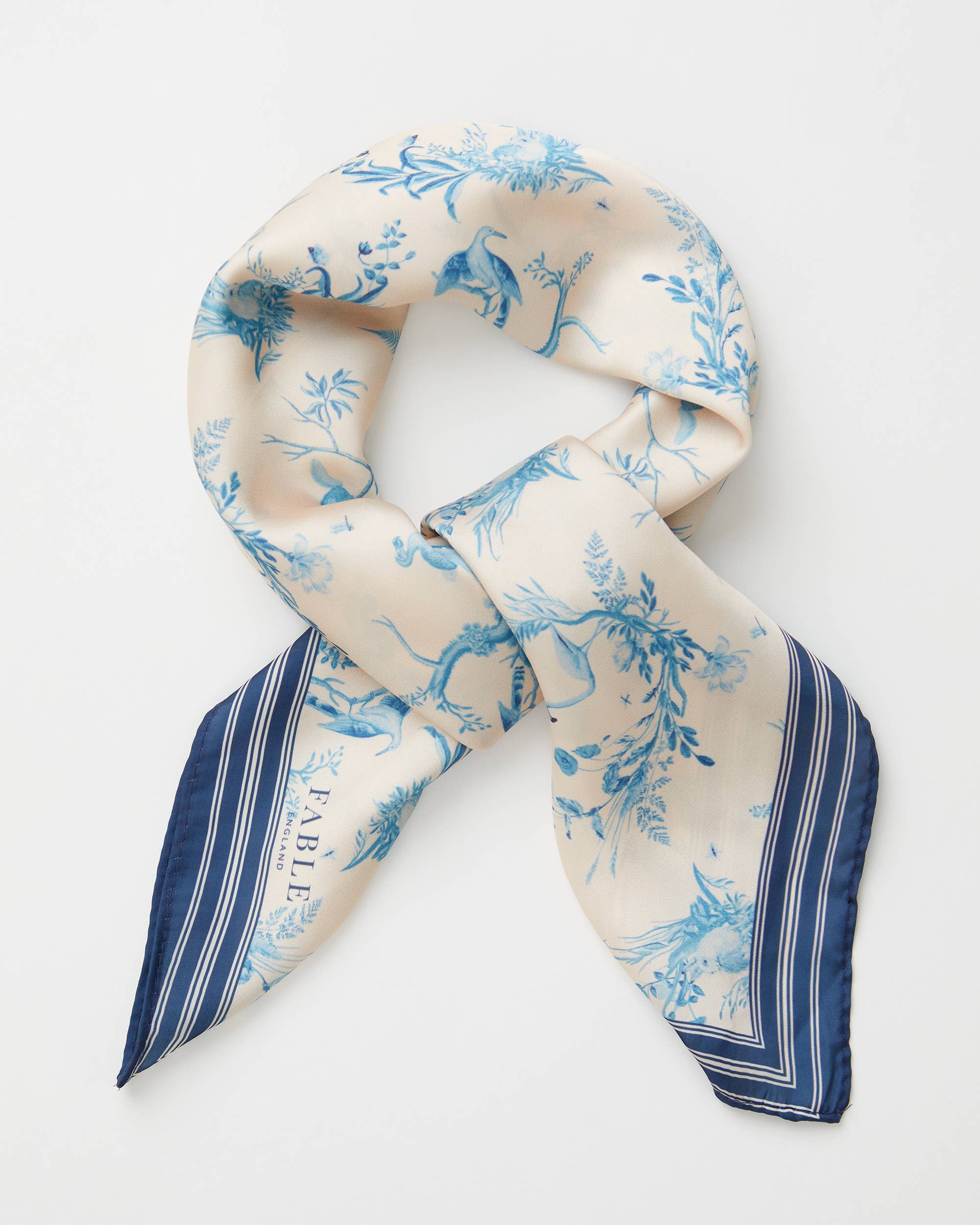 Toile de Jouy Vintage Blue Square Scarf - Out of the Blue