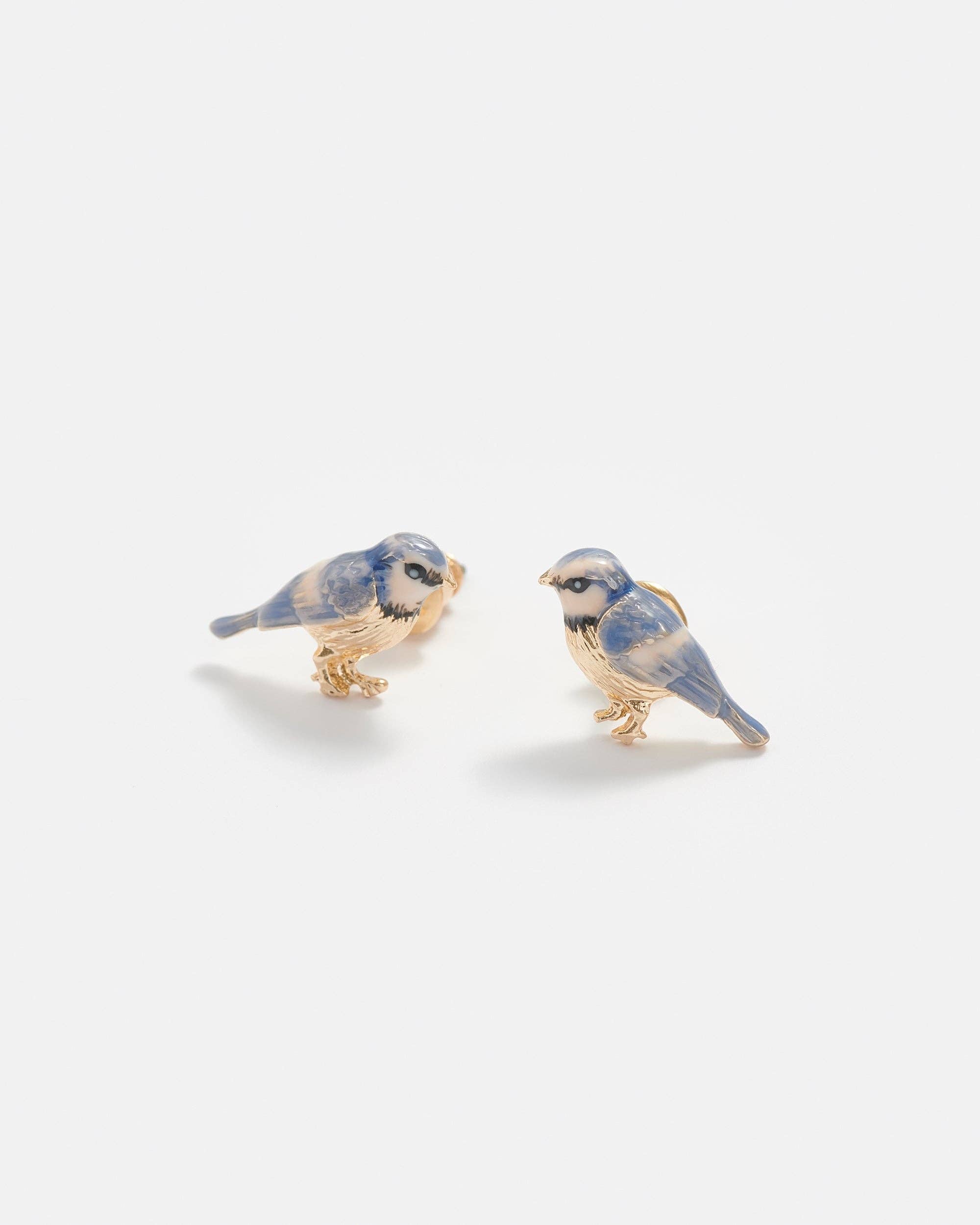 Enamel Blue Tit Stud Earrings - Out of the Blue