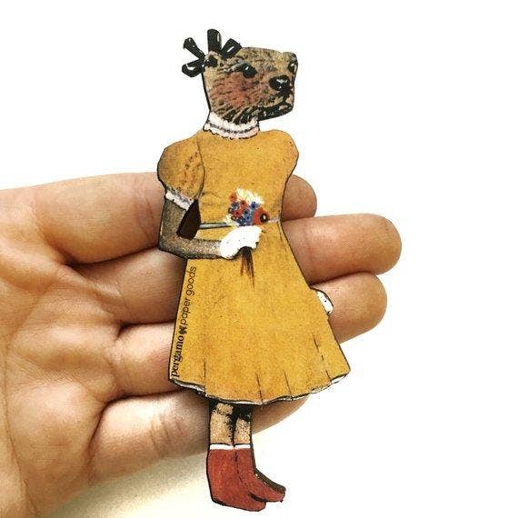 Otter Girl Wood Magnet - Out of the Blue