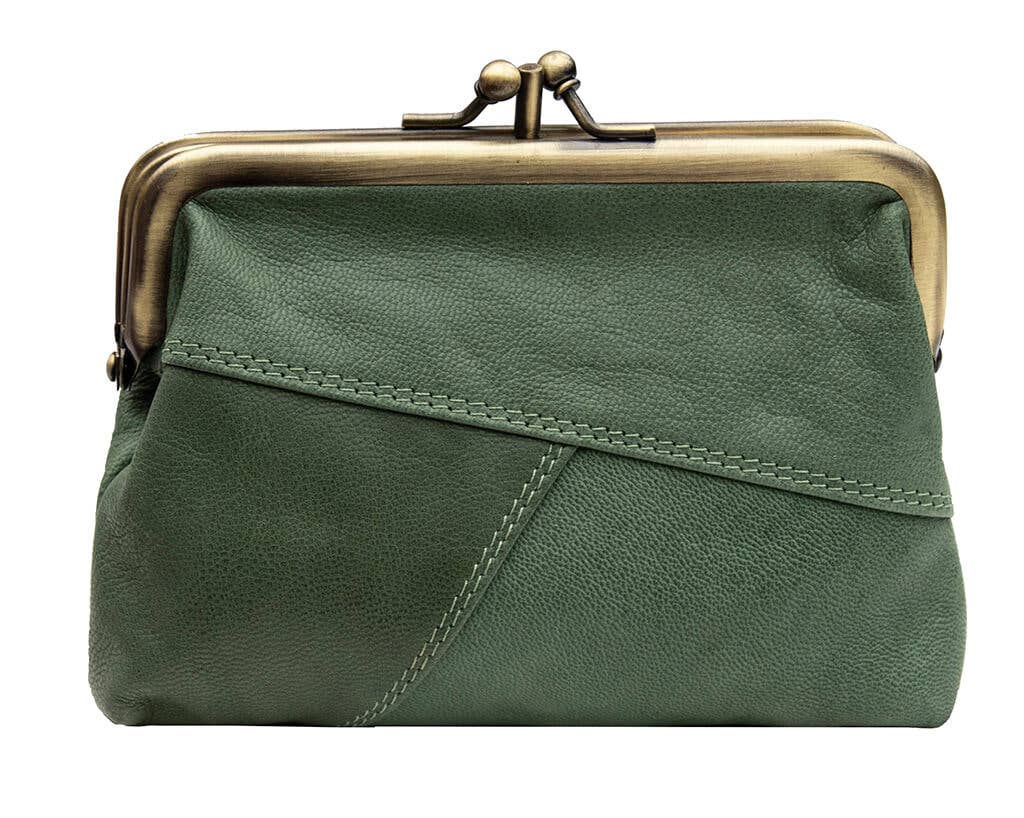 Crumble Double Clip Top Purse - 6500: Sage Green - Out of the Blue