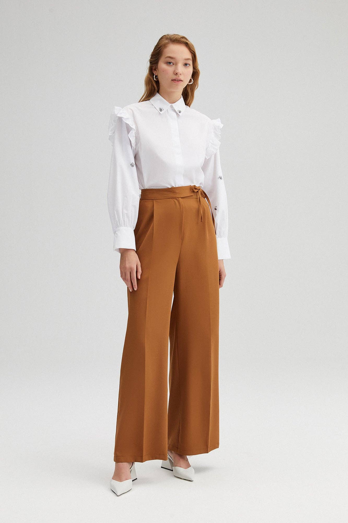 WIDE LEG CREPE TROUSERS - Out of the Blue