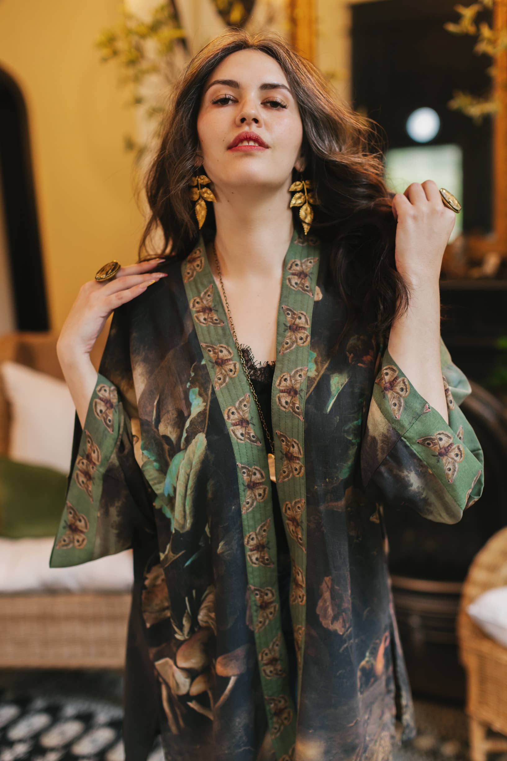 Heartwork Bamboo Bohemian Kimono Cardigan with Belt - Out of the Blue