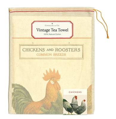 CHICKENS & ROOSTERS TEA TOWEL - Out of the Blue