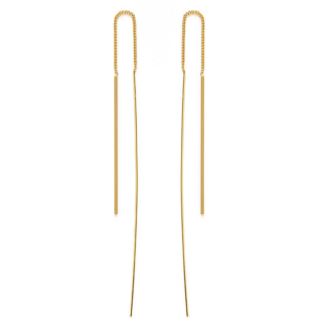 Needle and Thread Earrings: Gold Plate - Out of the Blue