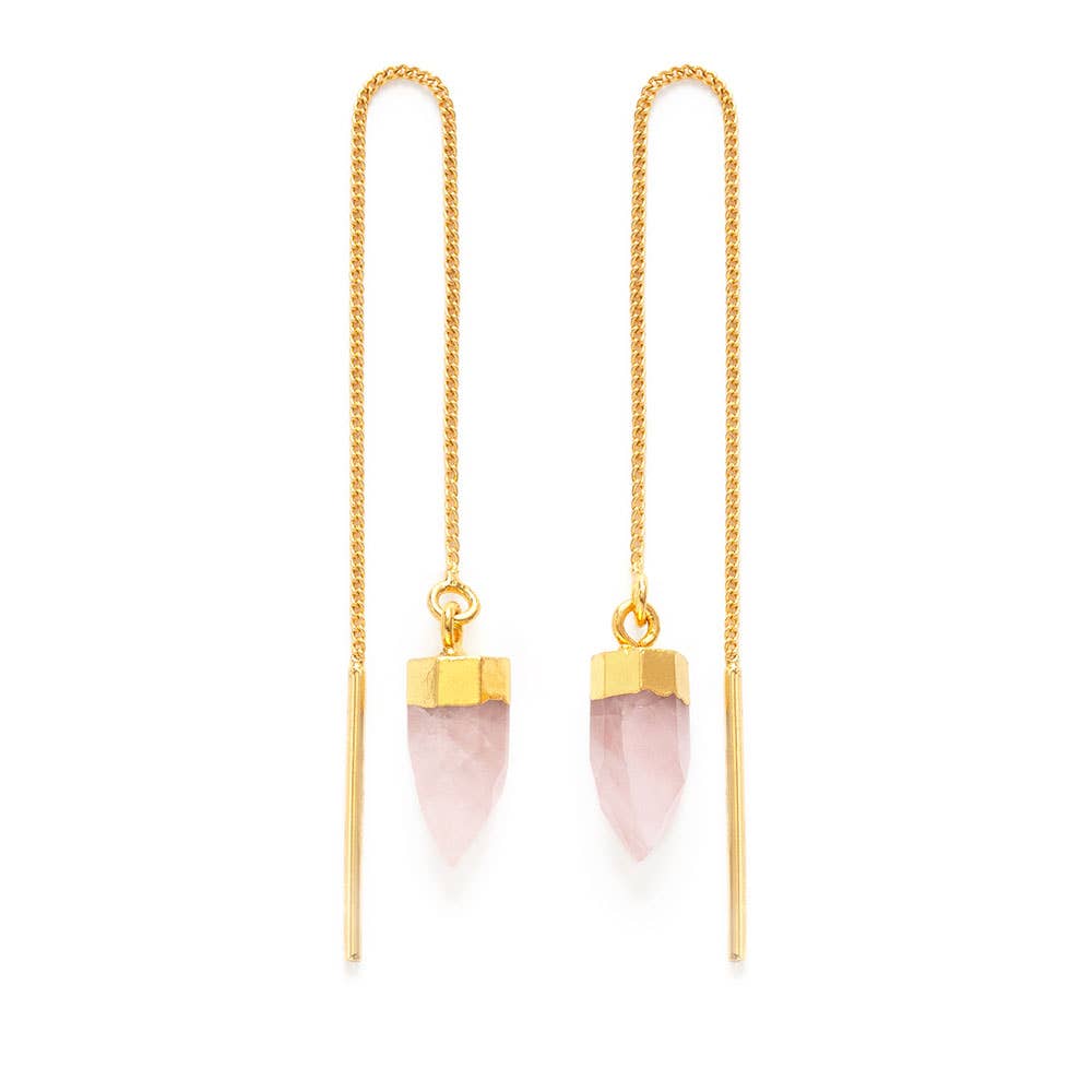 Gemstone Spike Threader Earrings: Rose Quartz - Out of the Blue