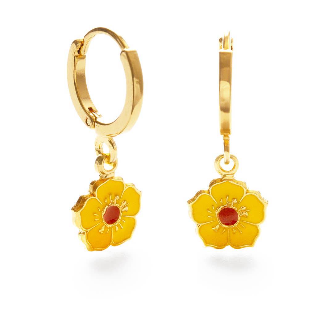 Pansy Flower Huggie Hoops - Out of the Blue