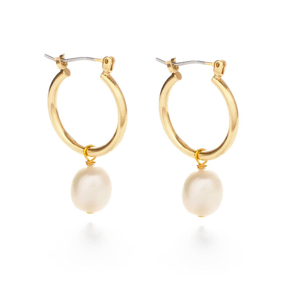 Pearl Hoop Earrings - Out of the Blue