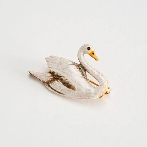 Enamel Swan Brooch - Out of the Blue