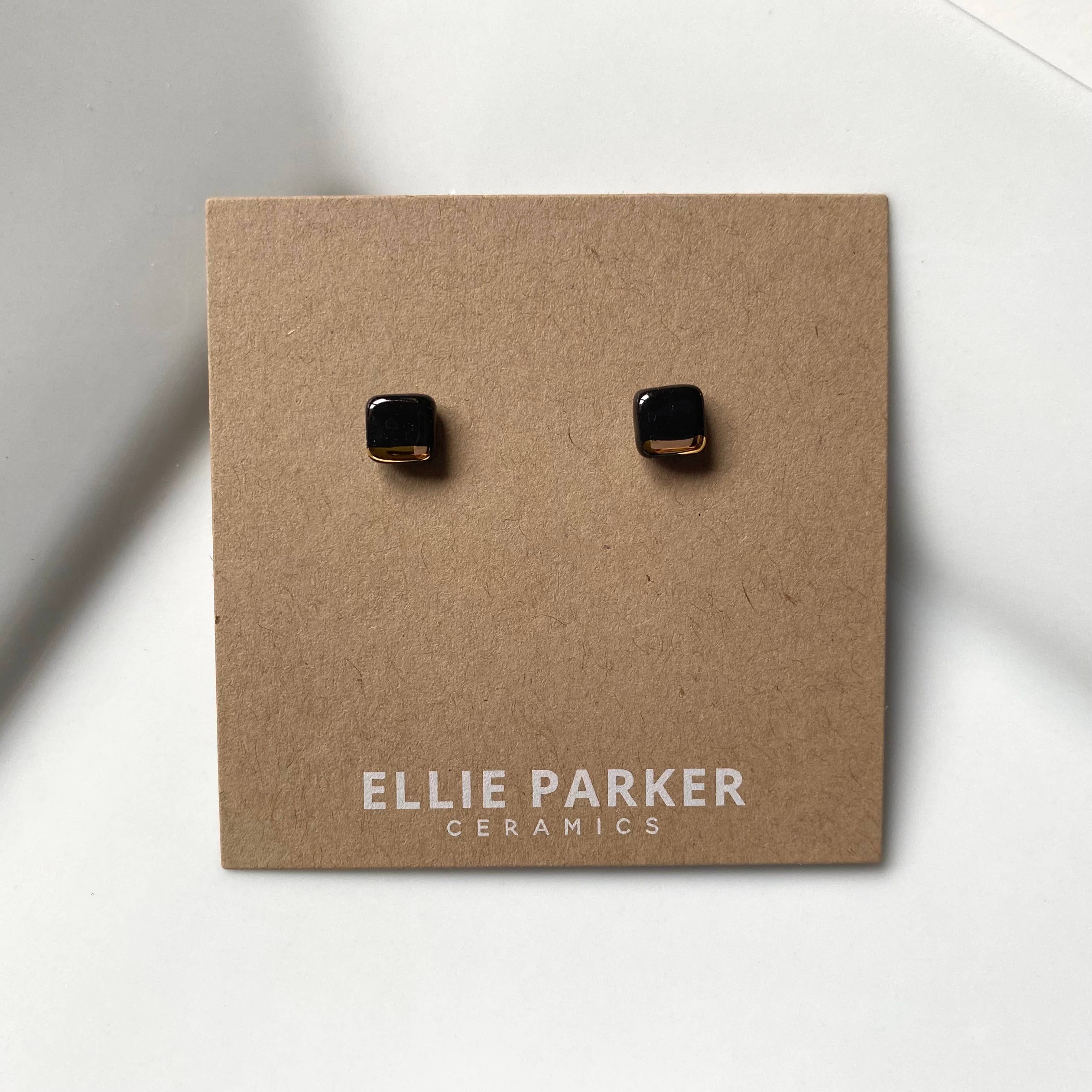 Black Geometric Ceramic Square Earrings - Out of the Blue