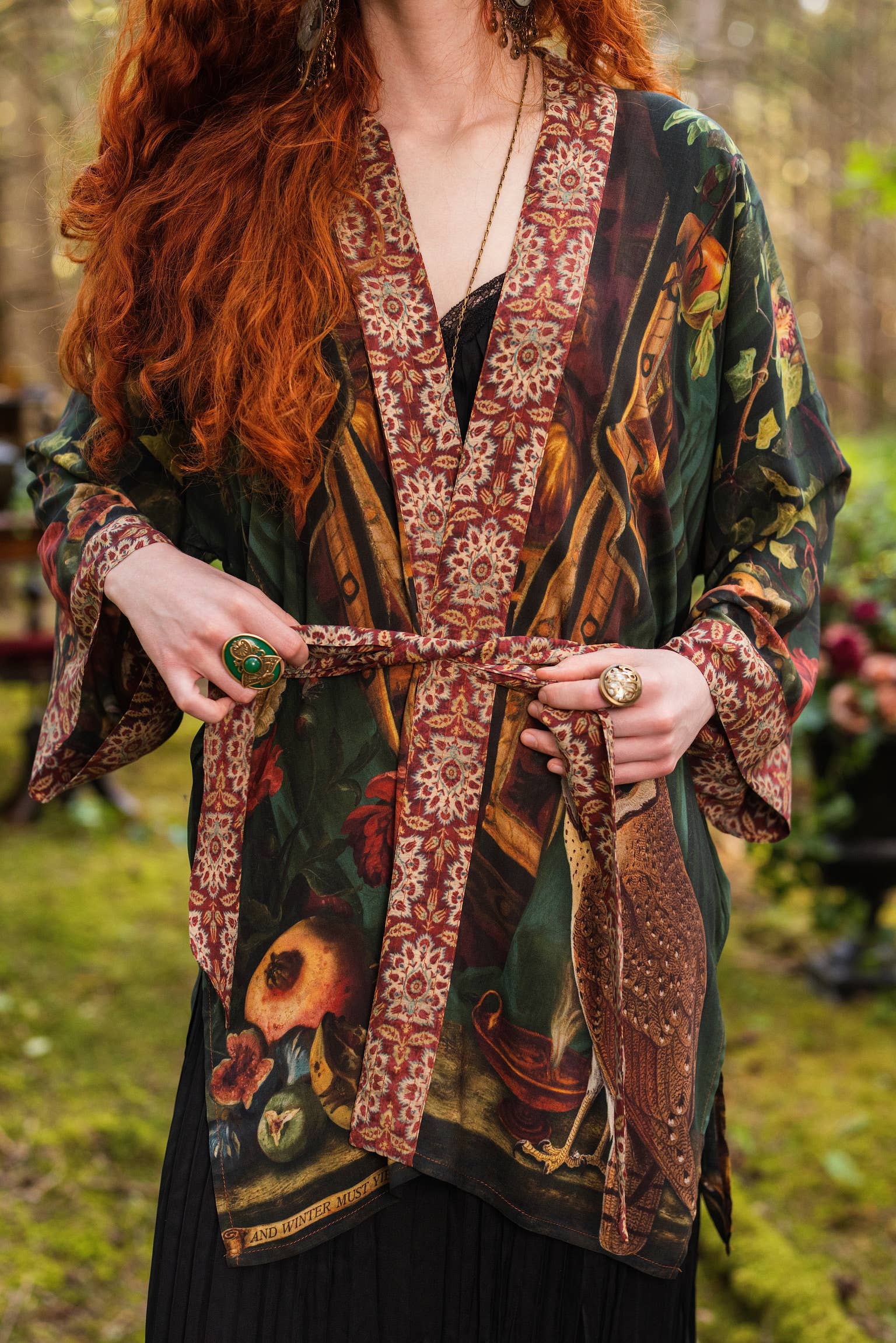 Solstice Matineé (mid-length) duster w/ Persephone & Moon