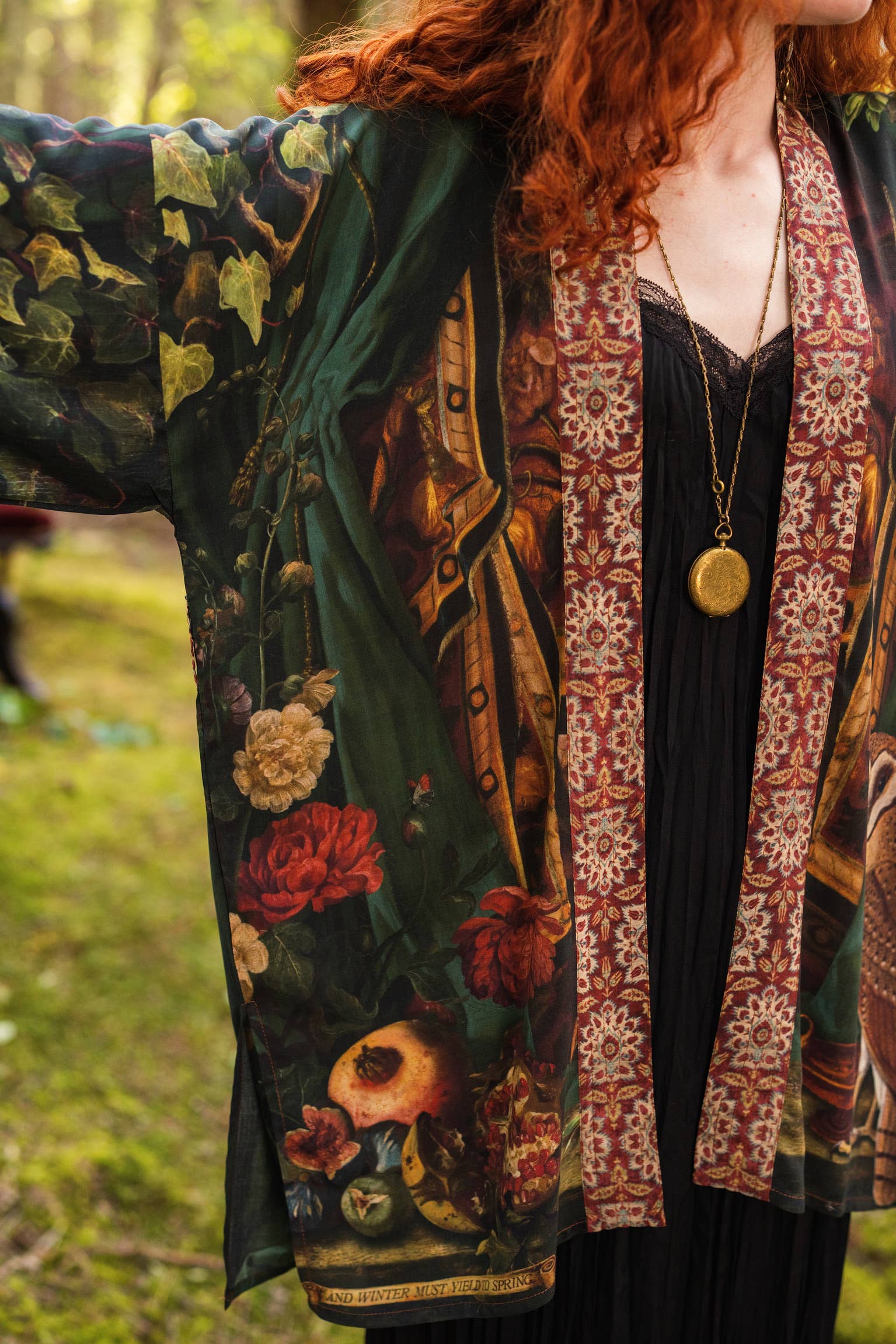 Solstice Matineé (mid-length) duster w/ Persephone & Moon