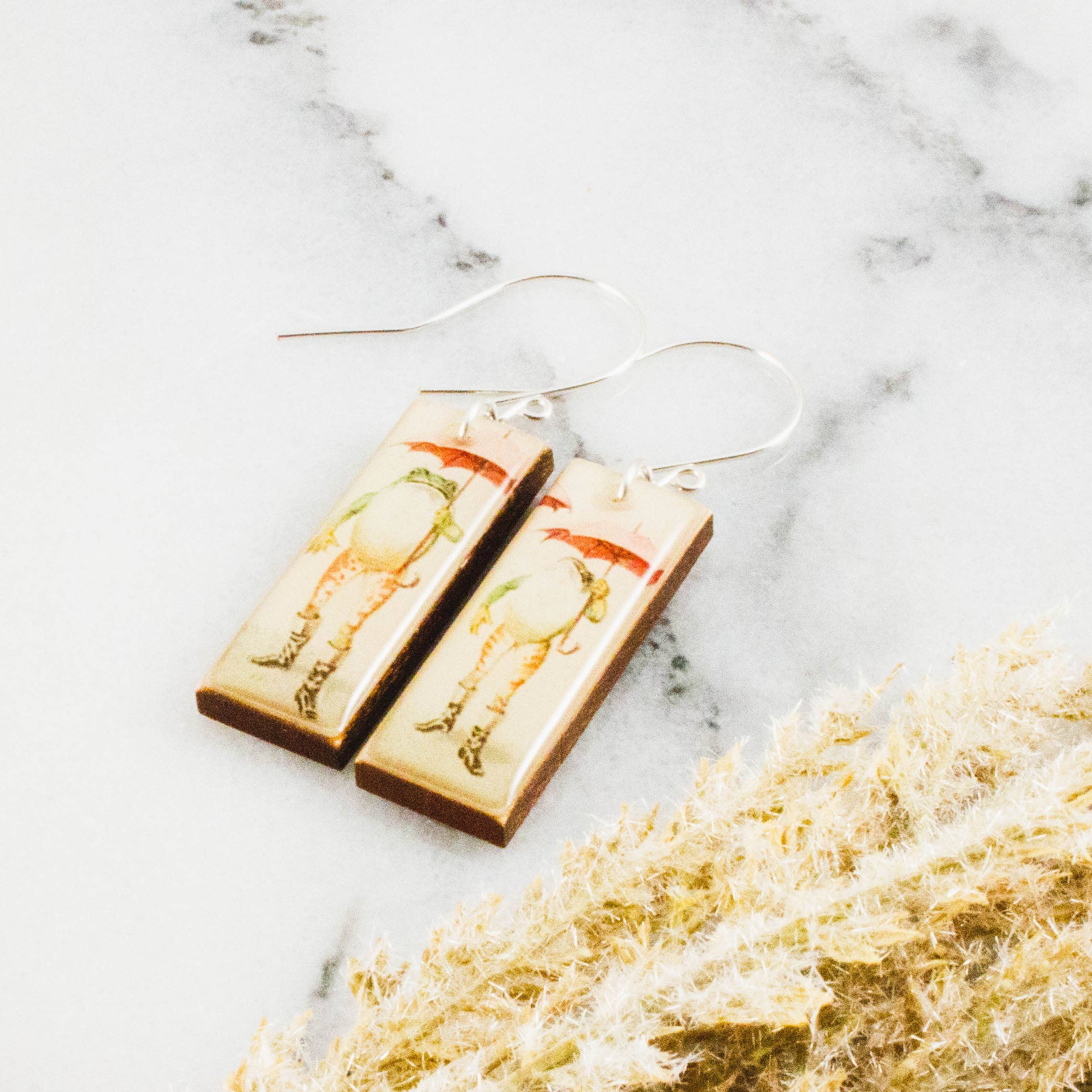 Vintage Rainy Day Frog Earrings - Out of the Blue