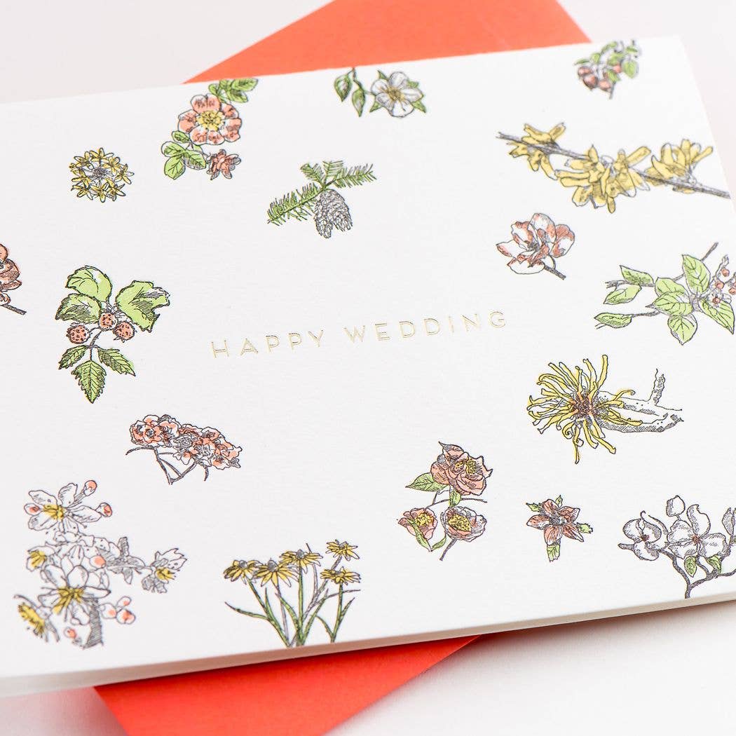 Happy Wedding Floral Card - Out of the Blue