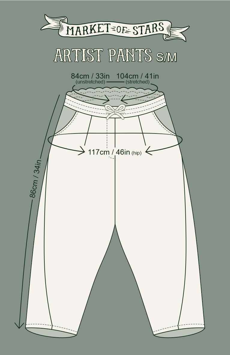 The Mythmaker Linen Crop Artist Pant w/ pastoral landscape - Out of the Blue