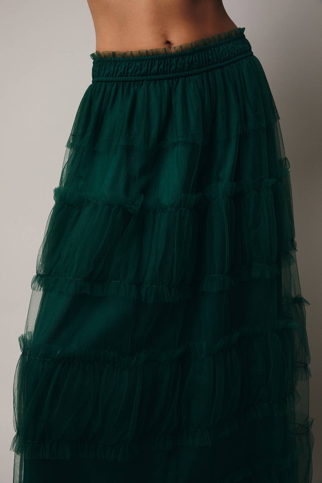FRILLED TIERED MIDI SKIRT - Out of the Blue