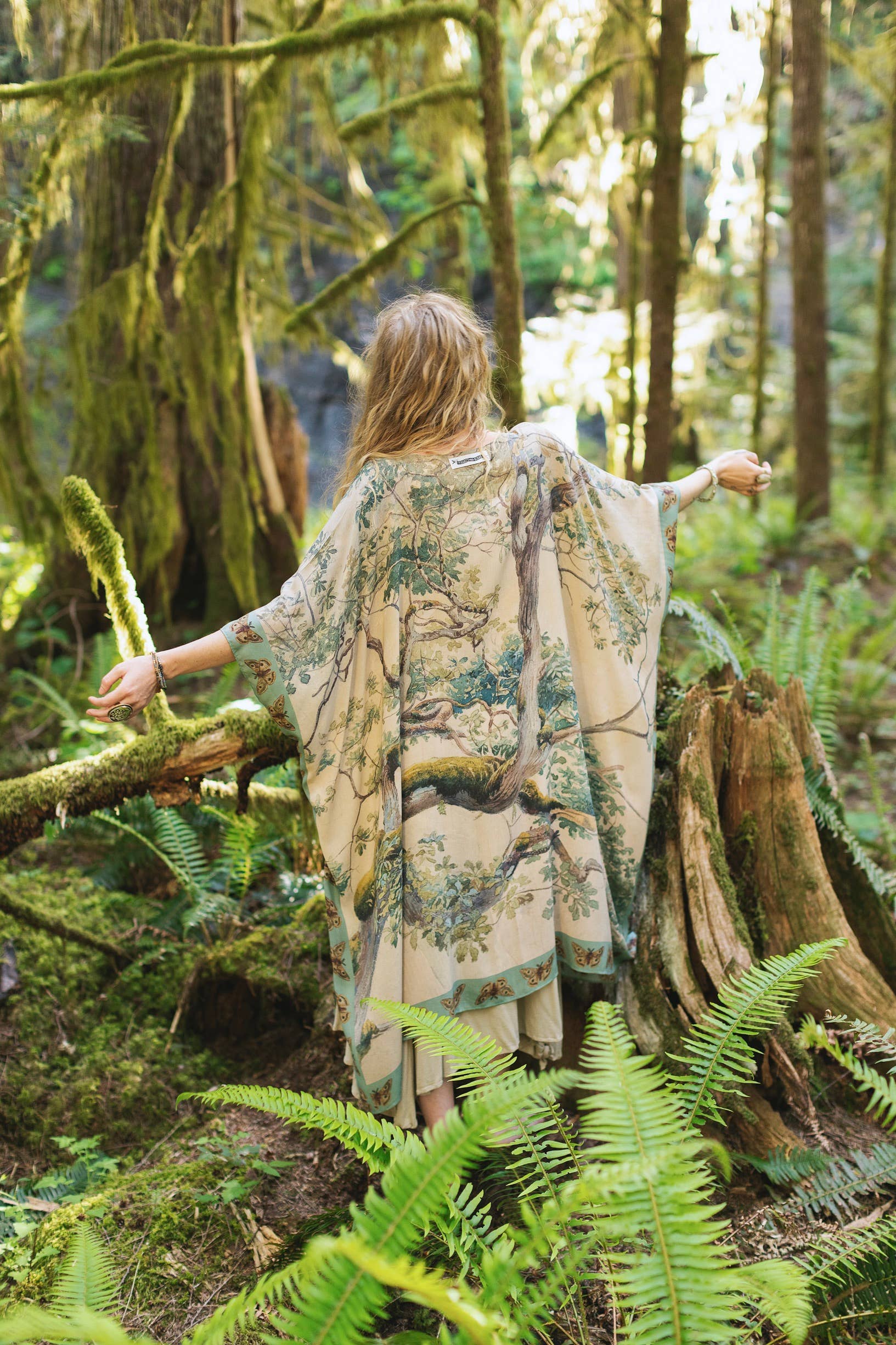 Earth & Sky Bohemian Goddess Starduster Kimono w/Trees - Out of the Blue