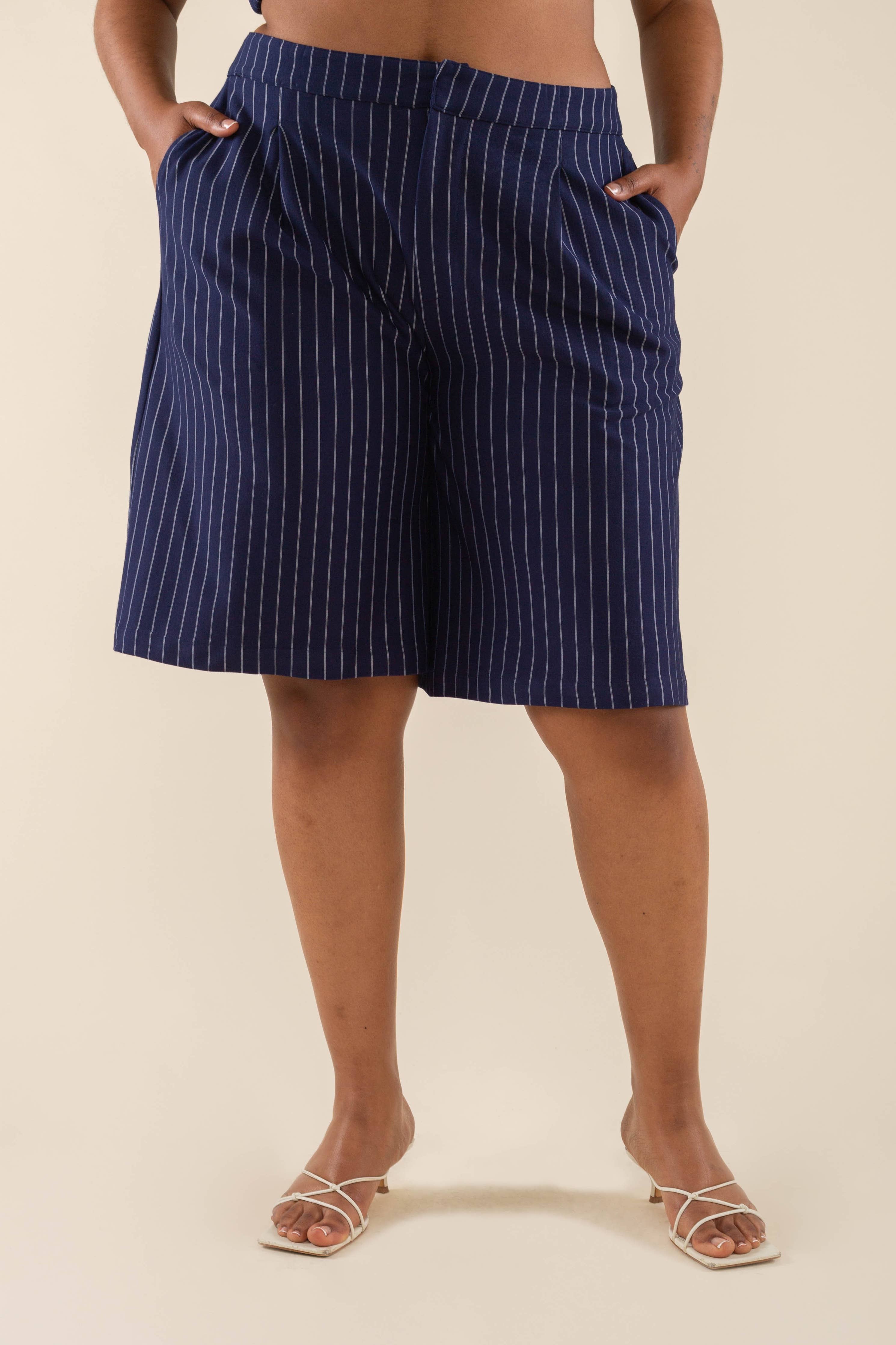 Pinstripe Shorts - Out of the Blue
