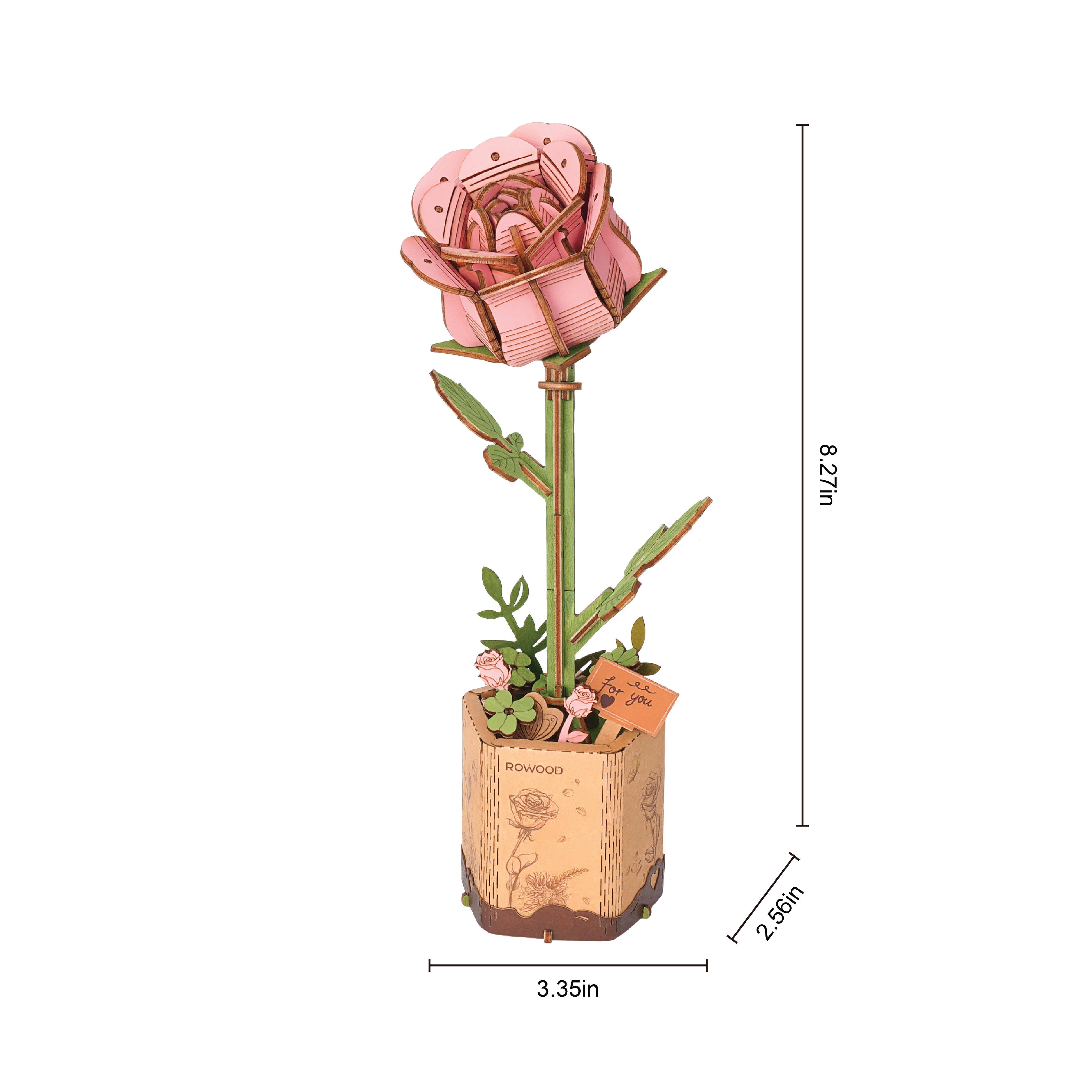 Rose 3D Wooden Flower Puzzle