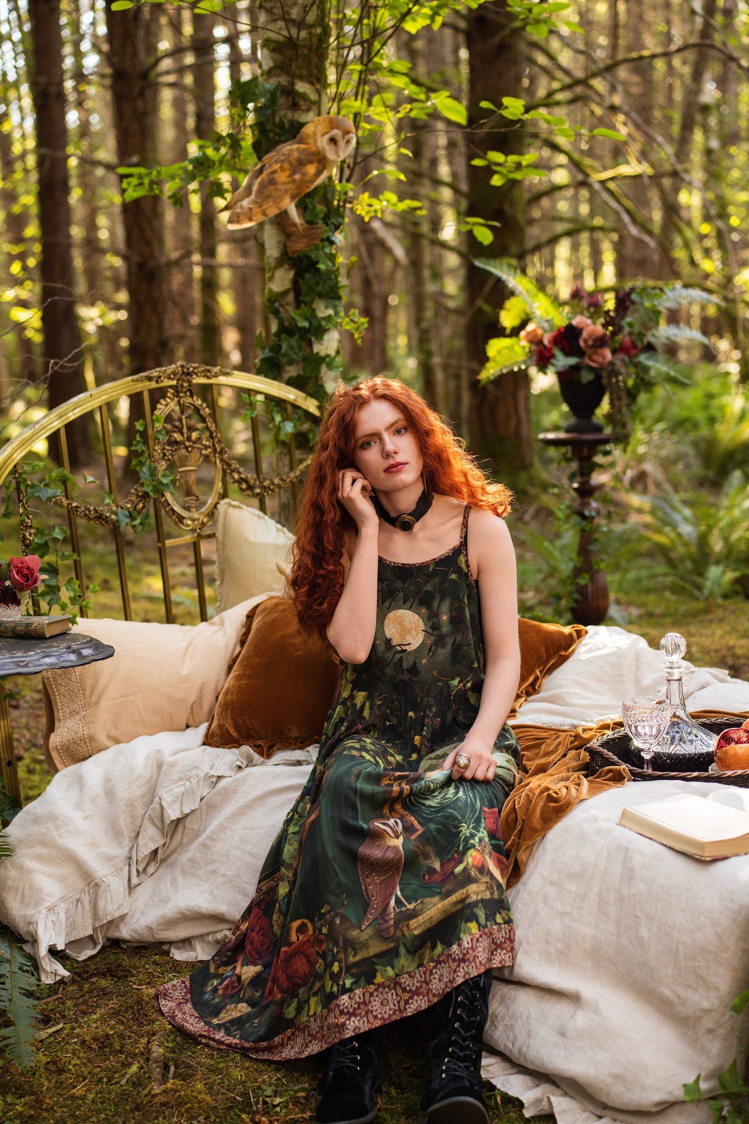 Solstice Bohéme Long Maxi Slip Dress w/ Persephone & Moon