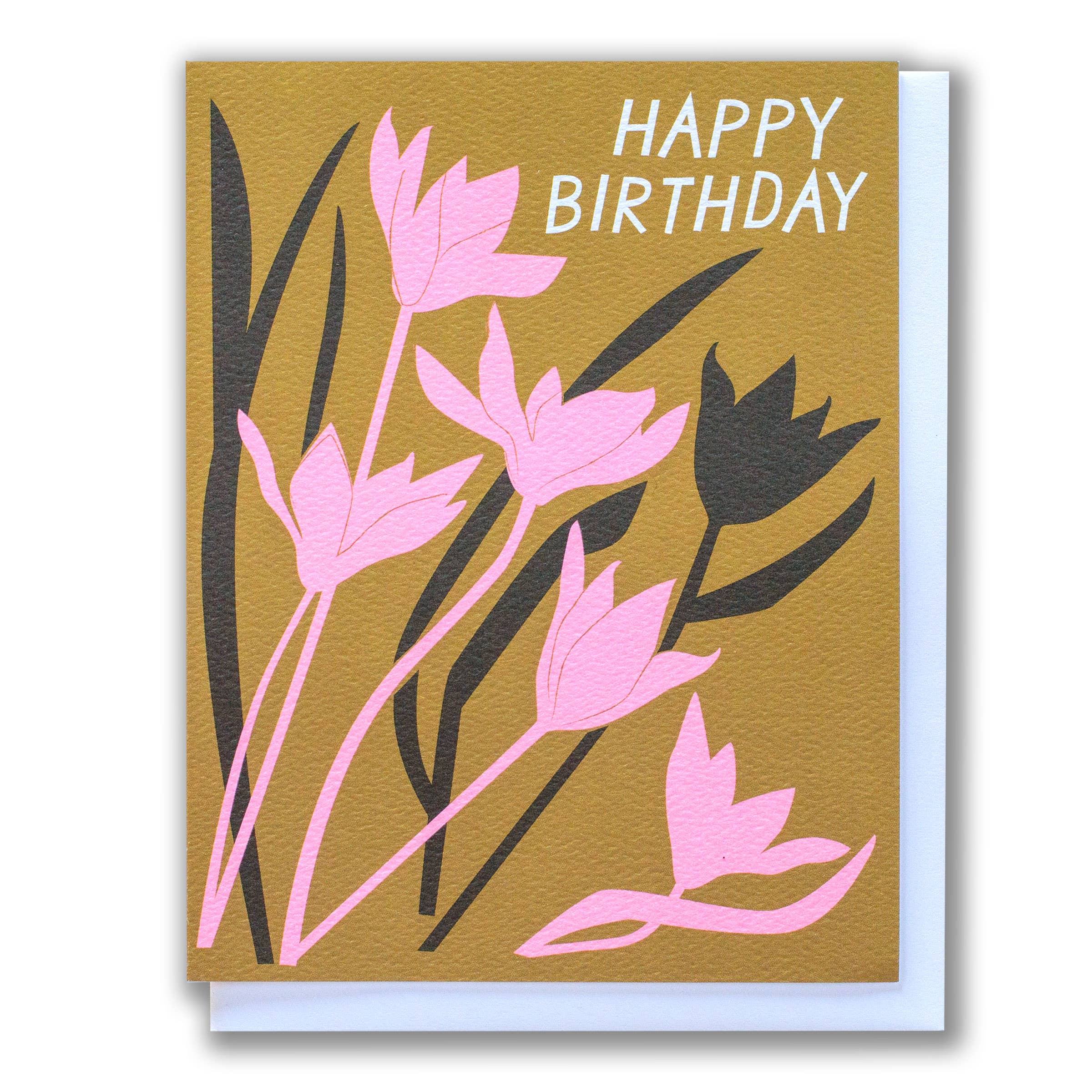 Brown & Pink Tulip Birthday Card - Out of the Blue