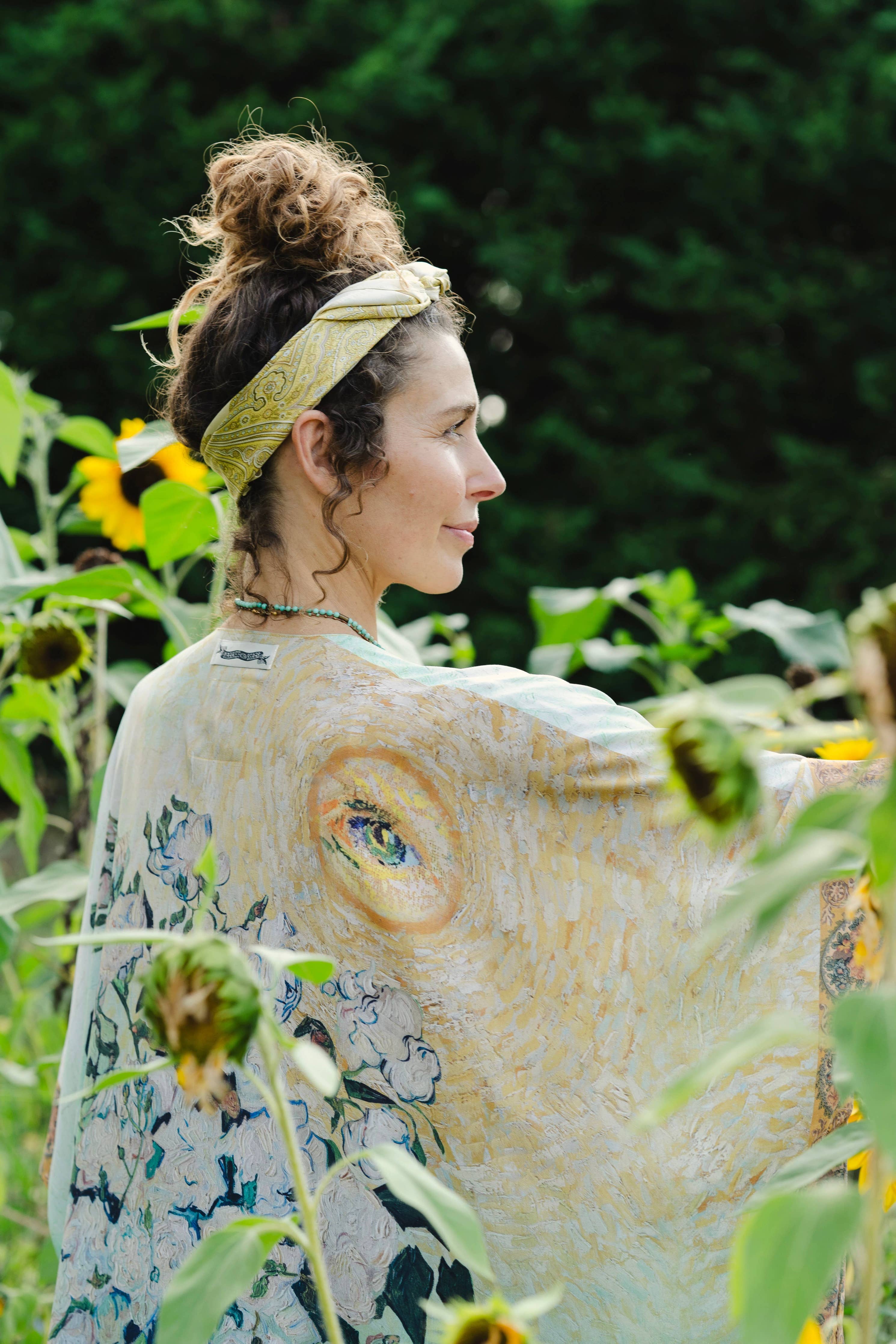 I Paint My Dream Bohemian Van Gogh Goddess Starduster Kimono - Out of the Blue