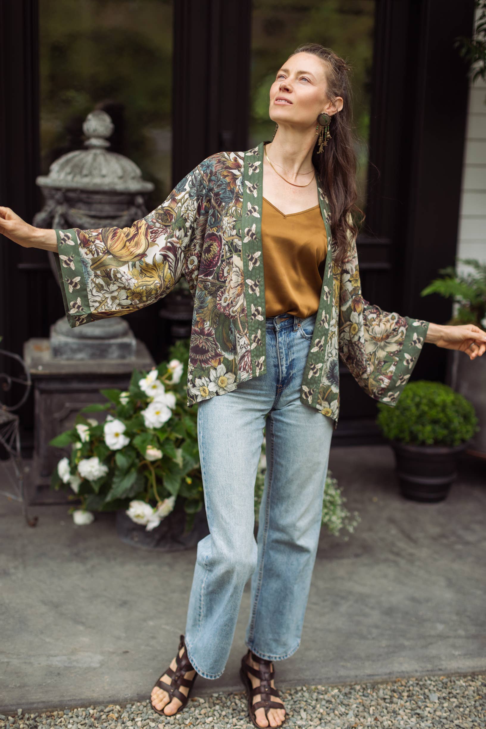 Love Grows Wild Floral Bamboo Cropped Jacket - Out of the Blue