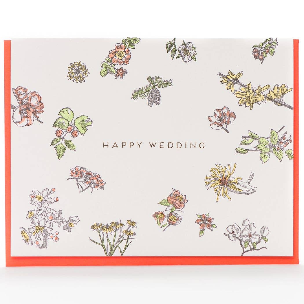 Happy Wedding Floral Card - Out of the Blue