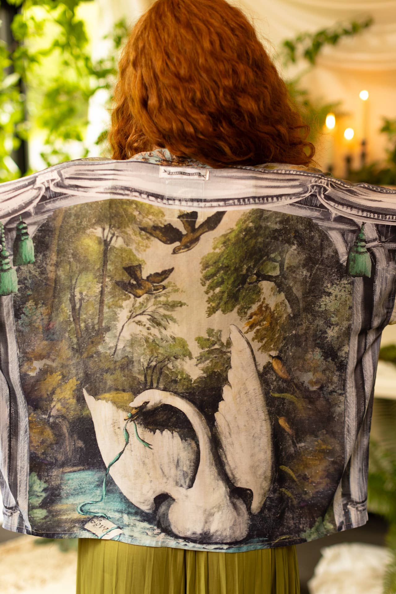 Theatre of Dreams Pixie Duster Cropped Kimono w/ Swan - Out of the Blue
