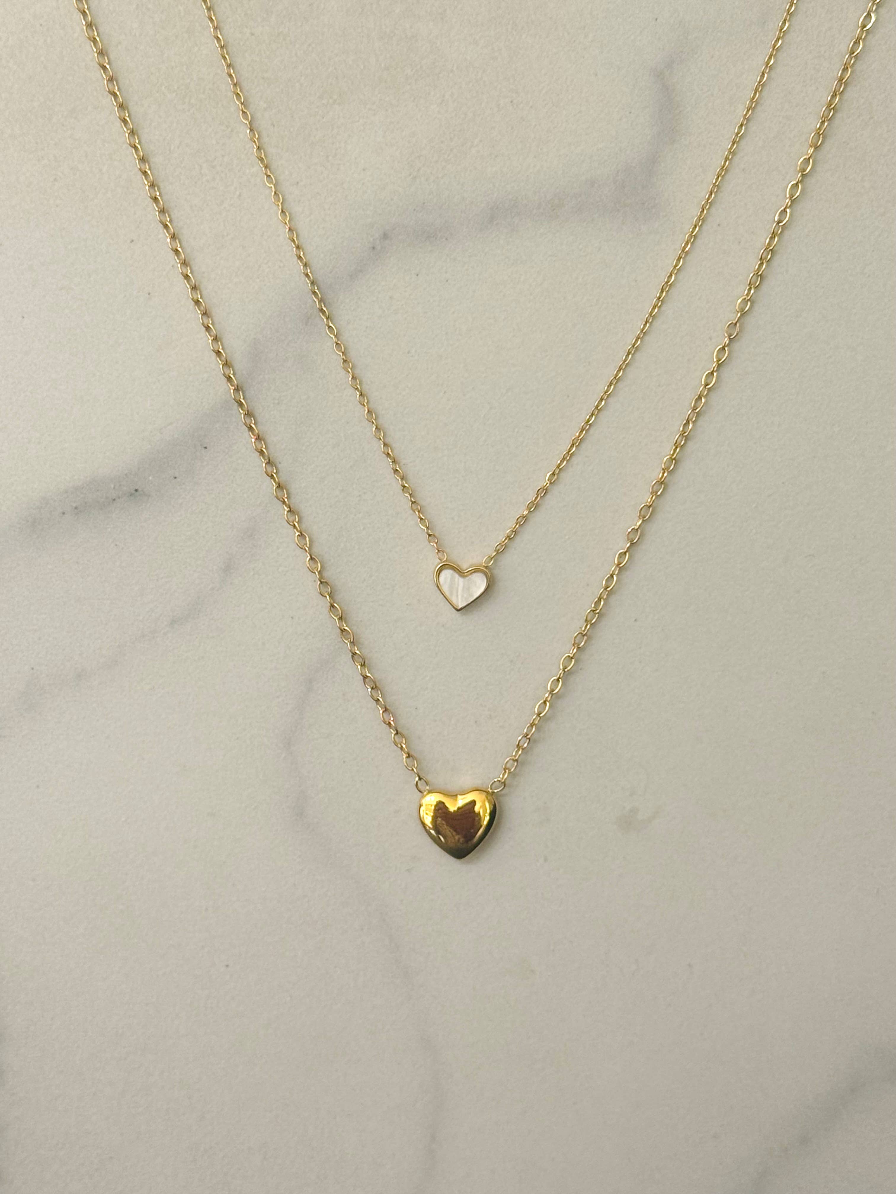 Double Layered Heart Necklace - Out of the Blue
