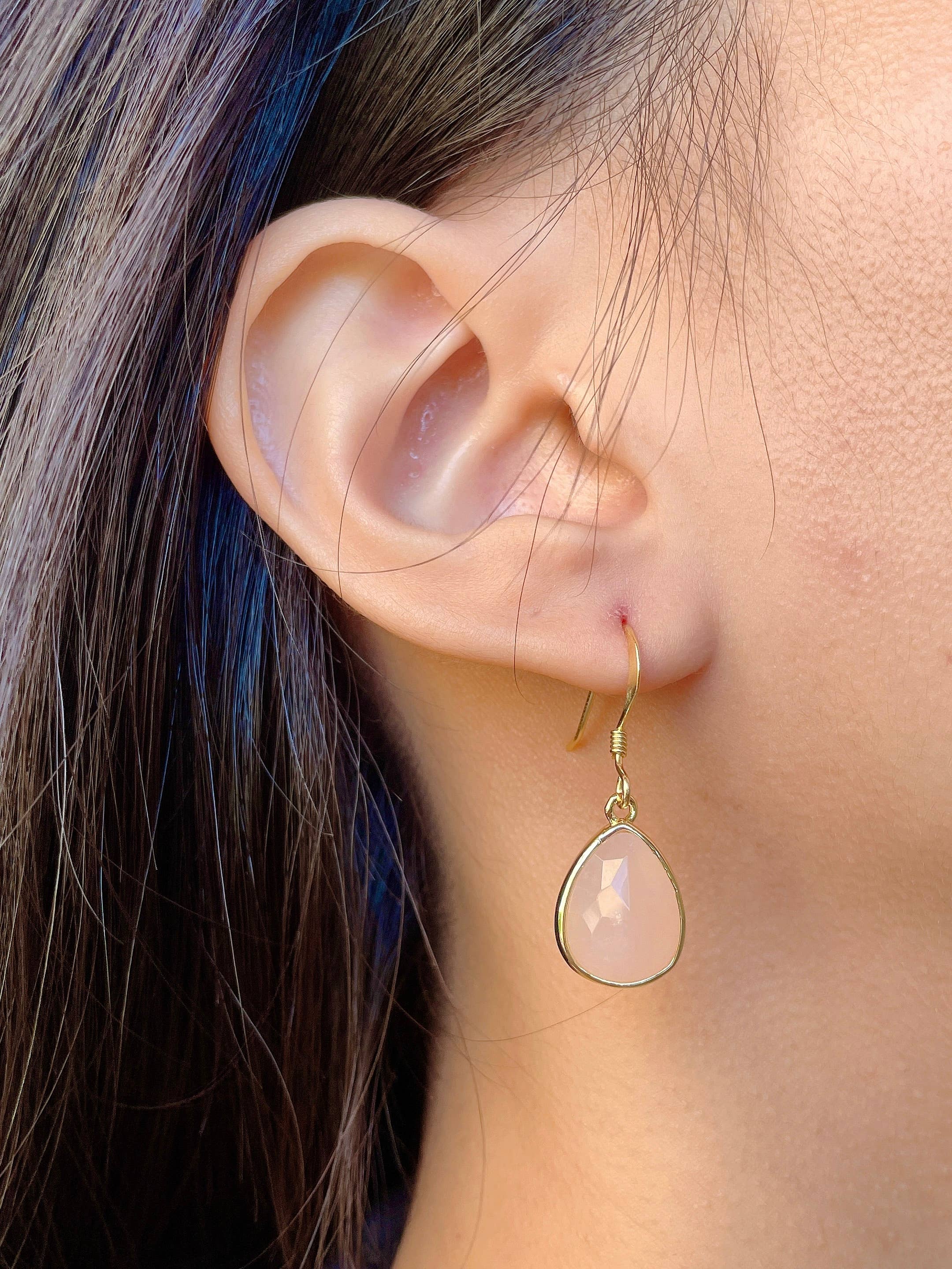 Rose Quartz Teardrop Earrings - Out of the Blue