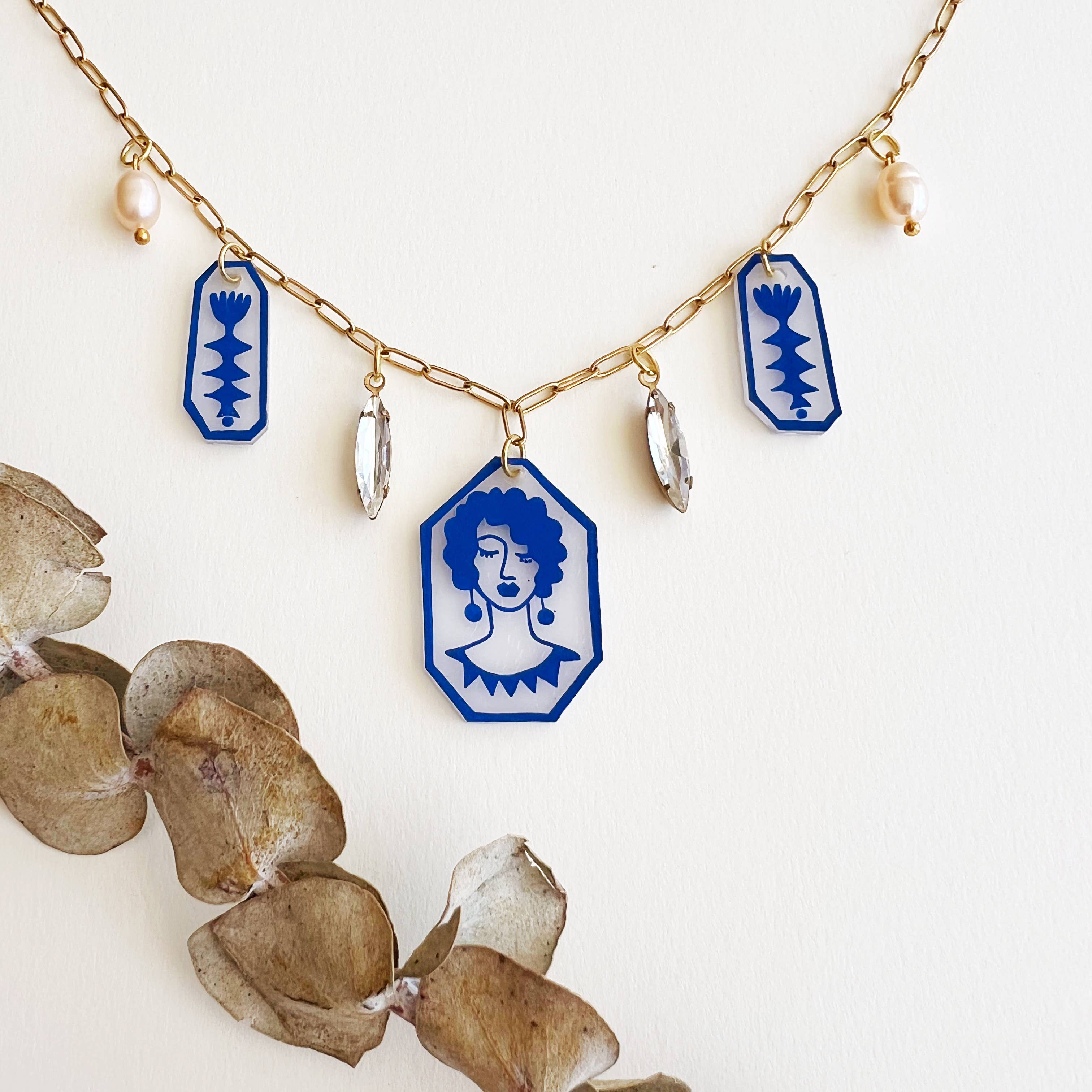 Multi media Charm Necklaces