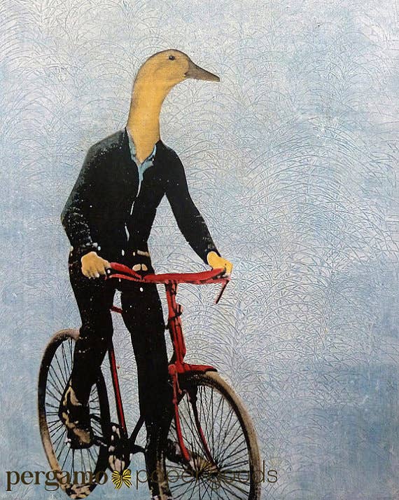 Bike Duck 8X10 Art Print: 8 X 10" / Unsigned - Out of the Blue