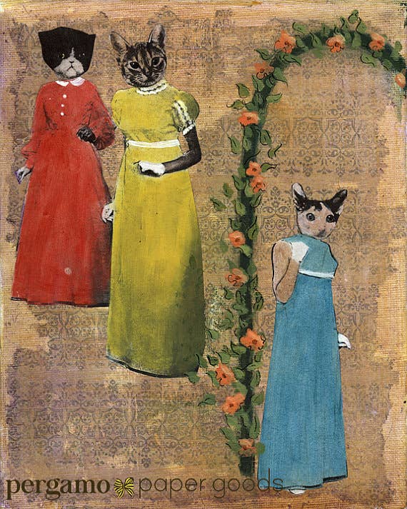 Sassy Cats 8X10 Art Print - Out of the Blue