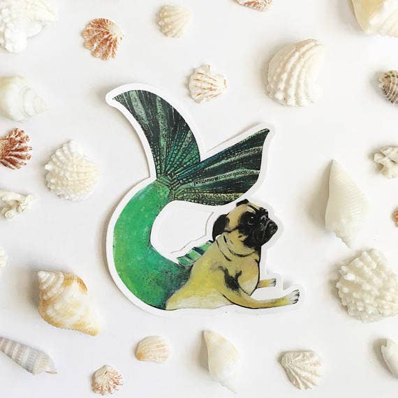 Mermaid Pug Sticker