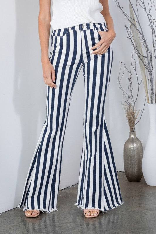 Striped Flare Denim - Out of the Blue