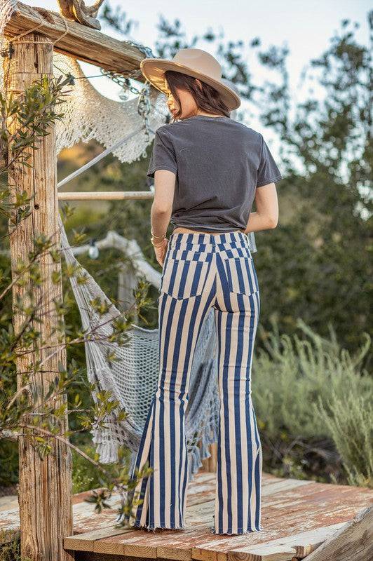 Striped Flare Denim - Out of the Blue